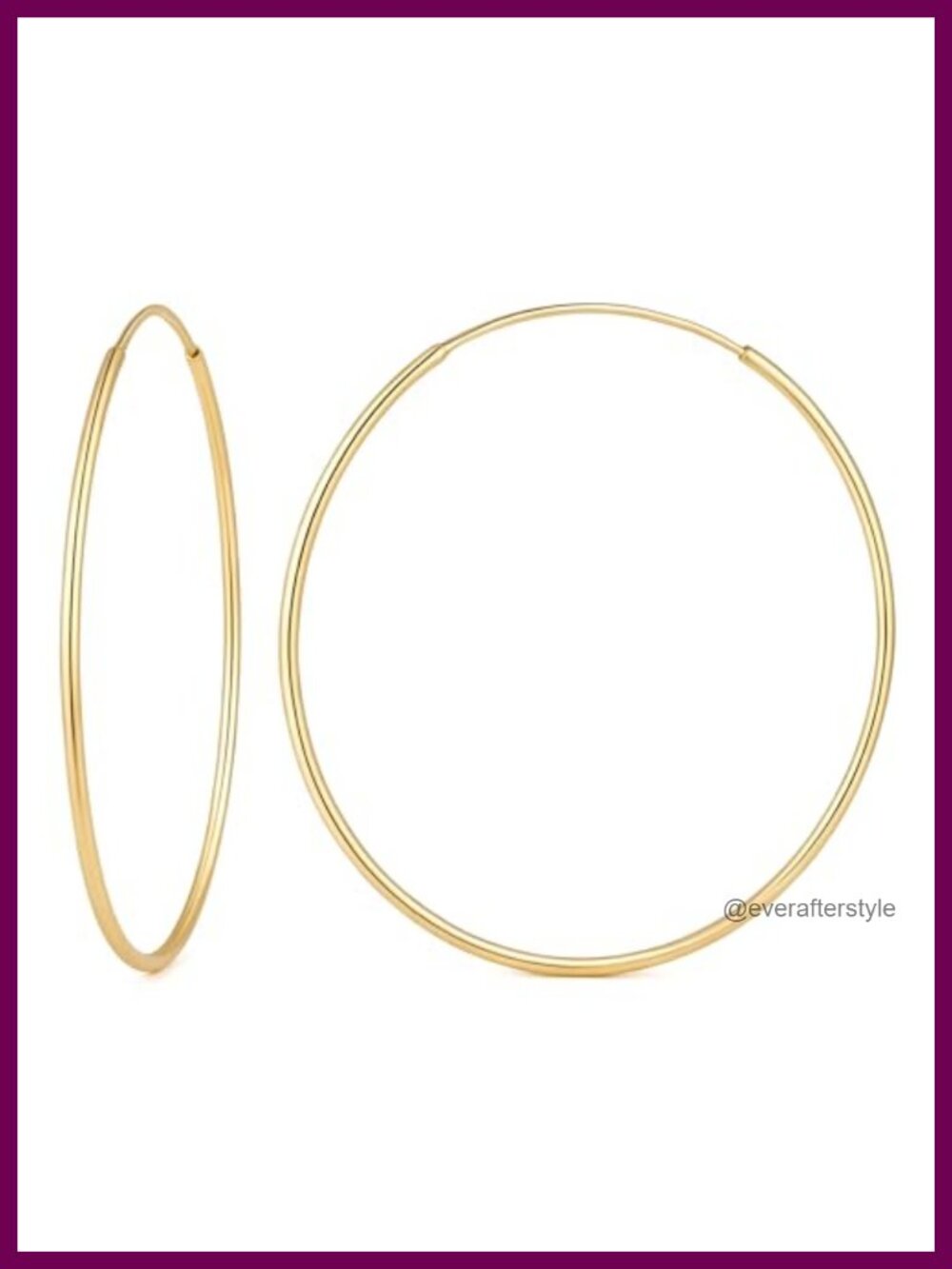 14k Gold Plated Thin Hoop Earrings for Women Lightweight Size 40mm